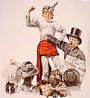 Norman Rockwell The Circus Barker painting